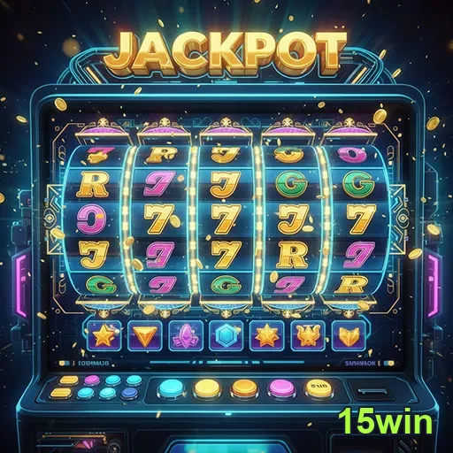 Imagem de máquina caça-níqueis no site 15win, com tema de slots e jogos de azar